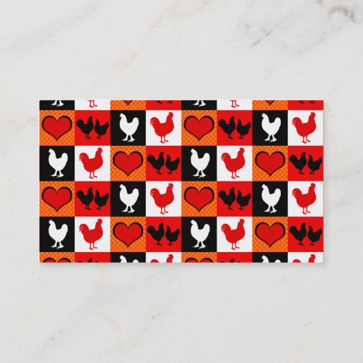 赤と黒の鶏のパターン 名刺 (裏面)
