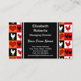 赤と黒の鶏のパターン 名刺