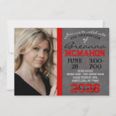 赤と黒の黒板 卒業写真招待状 招待状 (正面)