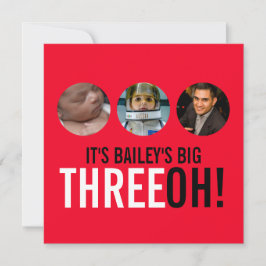 赤と黒の30th THREEOH! フォトバースデー招待状 招待状