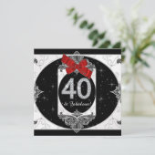 赤と黒の40歳の誕生日パーティーの女性 招待状 (スタンド正面)
