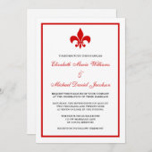 赤と黒の（紋章の）フラ・ダ・リ結婚 招待状 (正面/裏面)