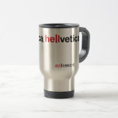 赤と黒のHelveticaロゴ トラベルマグ (正面右)
