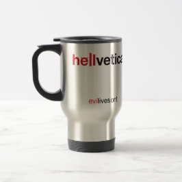 赤と黒のHelveticaロゴ トラベルマグ