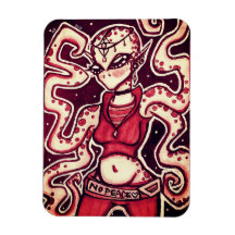 赤と黒のNo Peaceエイリアン磁石