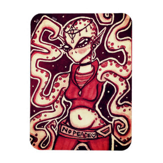 赤と黒のNo Peaceエイリアン磁石 マグネット