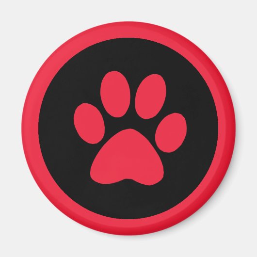 赤と黒のPawprintマグネット マグネット (正面)