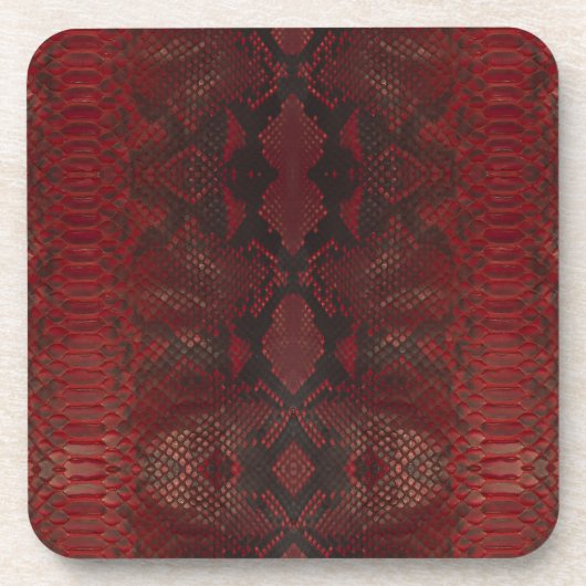 赤と黒のPythonプリント コースター (正面)