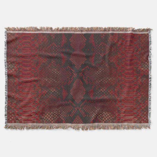 赤と黒のPythonプリント スローブランケット (正面)