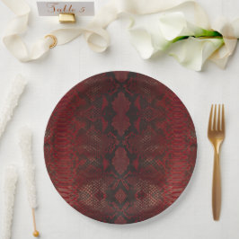 赤と黒のPythonプリント ペーパープレート