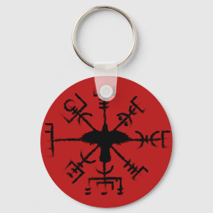 赤と黒のRaven Vegvisor保護Sigil キーホルダー