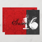 赤と黒のSweet sixteen招待状 招待状 (正面/裏面)