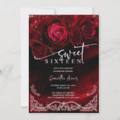 赤と黒のSweet sixteen誕生日テンプレート 招待状 (正面)