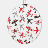 赤と黒のWWII軍隊飛行機クリスマス セラミックオーナメント (左)
