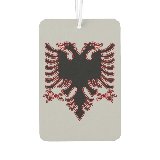 赤と黒アルバニアの腕のコート車のマグネット カーエアーフレッシュナー (裏面)