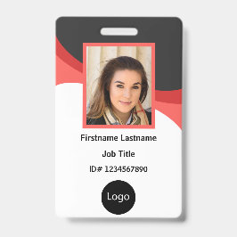 赤と黒カスタムの社員写真、ロゴ バッジ