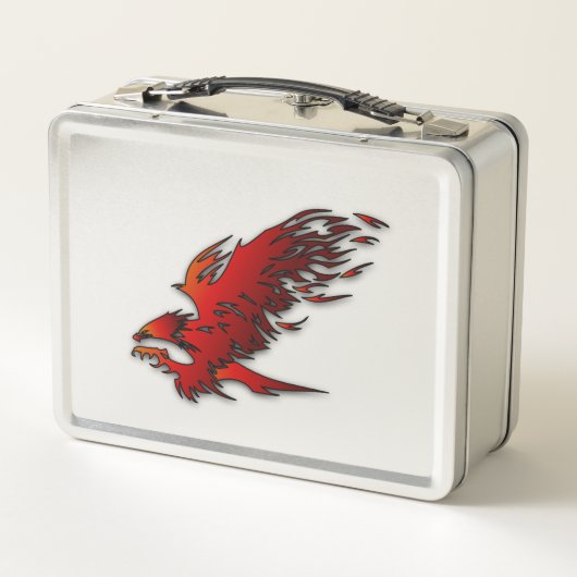 赤と黒カラフルの鷹のタカ メタルランチボックス (裏面)