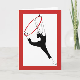 赤と黒クラシックのノートカードでの空中輪のポーズ カード