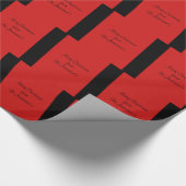 赤と黒ストライプの聖降誕祭お名前 ラッピングペーパー (角)