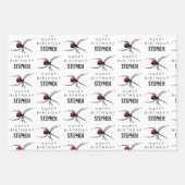 赤と黒スパイダーバースデーパーティーテーマ&名前 ラッピングペーパーシート (正面)