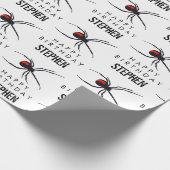 赤と黒スパイダーバースデーパーティーテーマ&名前 ラッピングペーパー (角)