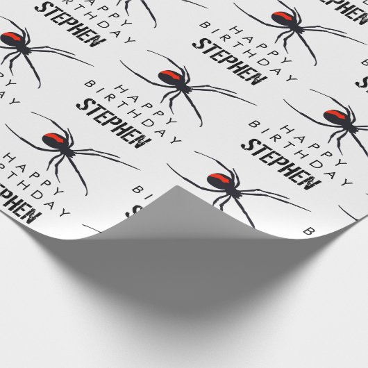 赤と黒スパイダーバースデーパーティーテーマ&名前 ラッピングペーパー (角)