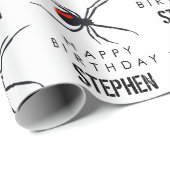 赤と黒スパイダーバースデーパーティーテーマ&名前 ラッピングペーパー (ロールコーナー)