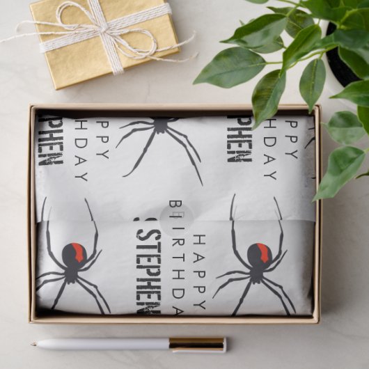 赤と黒スパイダーバースデーパーティーテーマ&名前 薄葉紙 (ギフト)