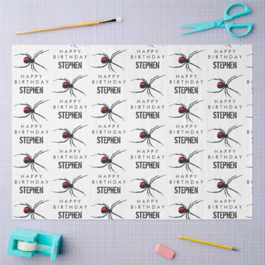 赤と黒スパイダーバースデーパーティーテーマ&名前 薄葉紙 (クラフト)