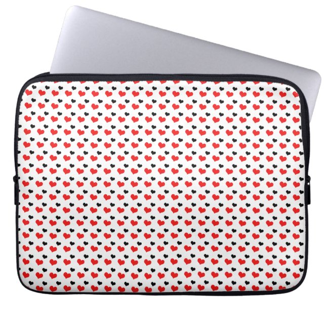 赤と黒ハート ラップトップスリーブ (正面)
