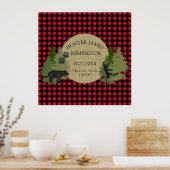 赤と黒バッファローチェックプレイド男の赤ちゃん子供部屋 ポスター (キッチン)