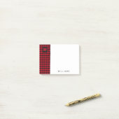 赤と黒バッファローチェックモノグラム4 x 3 ポストイット (デスク上)