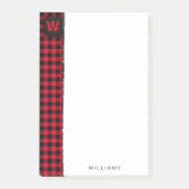 赤と黒バッファローチェックモノグラム4 x 6 ポストイット (正面)