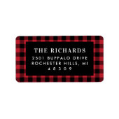 赤と黒バッファロープラディホリデー差出人住所 ラベル (正面)