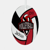 赤と黒🏐バレーボールメタルオーナメント メタルオーナメント (正面右)