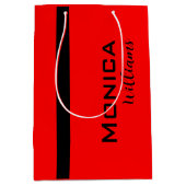 赤と黒パーソナライズされたのモダン名スタイリッシュ ミディアムペーパーバッグ (正面)