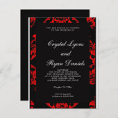 赤と黒ビクトリアン結婚式招待状 ポストカード (正面/裏面)