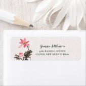 赤と黒フリーハンドウォーターカラーフローラロータスラ ラベル (インサイチュ)