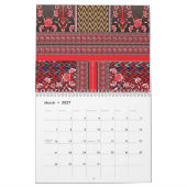 赤と黒絵を描の赤いハート カレンダー (3月 2027)