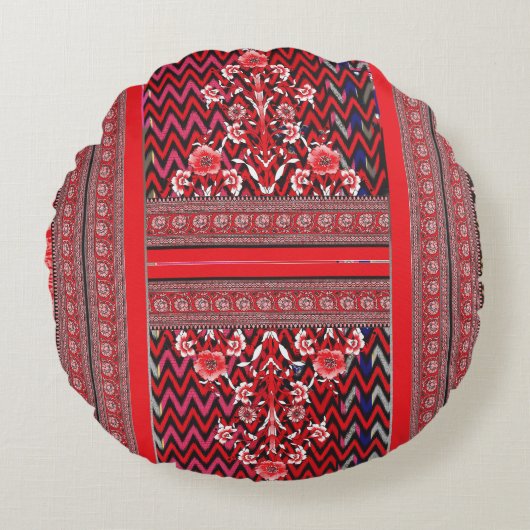 赤と黒絵を描の赤いハート ラウンドクッション (正面)