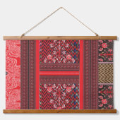 赤と黒絵を描の赤いハート 吊り下げ型タペストリー (正面)