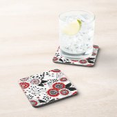 赤と黒葉のドードルの花と花 コースター (右側)