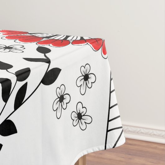 赤と黒葉のドードルの花と花 テーブルクロス (インサイチュ)