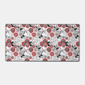 赤と黒葉のドードルの花と花 デスクマット (正面)