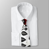 赤と黒葉のドードルの花と花 ネクタイ (タイ)