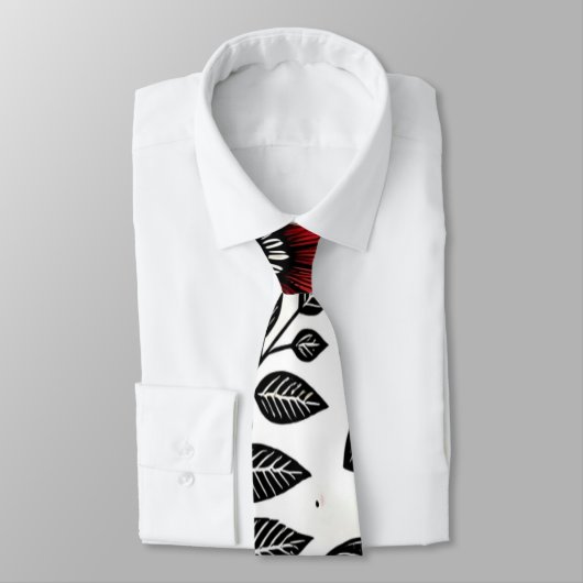 赤と黒葉のドードルの花と花 ネクタイ (タイ)