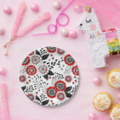 赤と黒葉のドードルの花と花 ペーパープレート (パーティー)