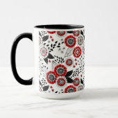 赤と黒葉のドードルの花と花 マグカップ (左)