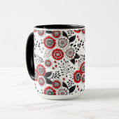 赤と黒葉のドードルの花と花 マグカップ (正面左)