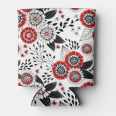 赤と黒葉のドードルの花と花 缶クーラー (正面)